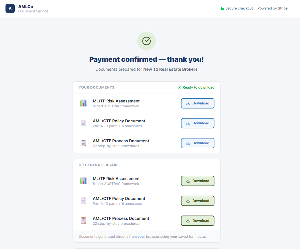 RapidAML — instant AML/CTF policy document results